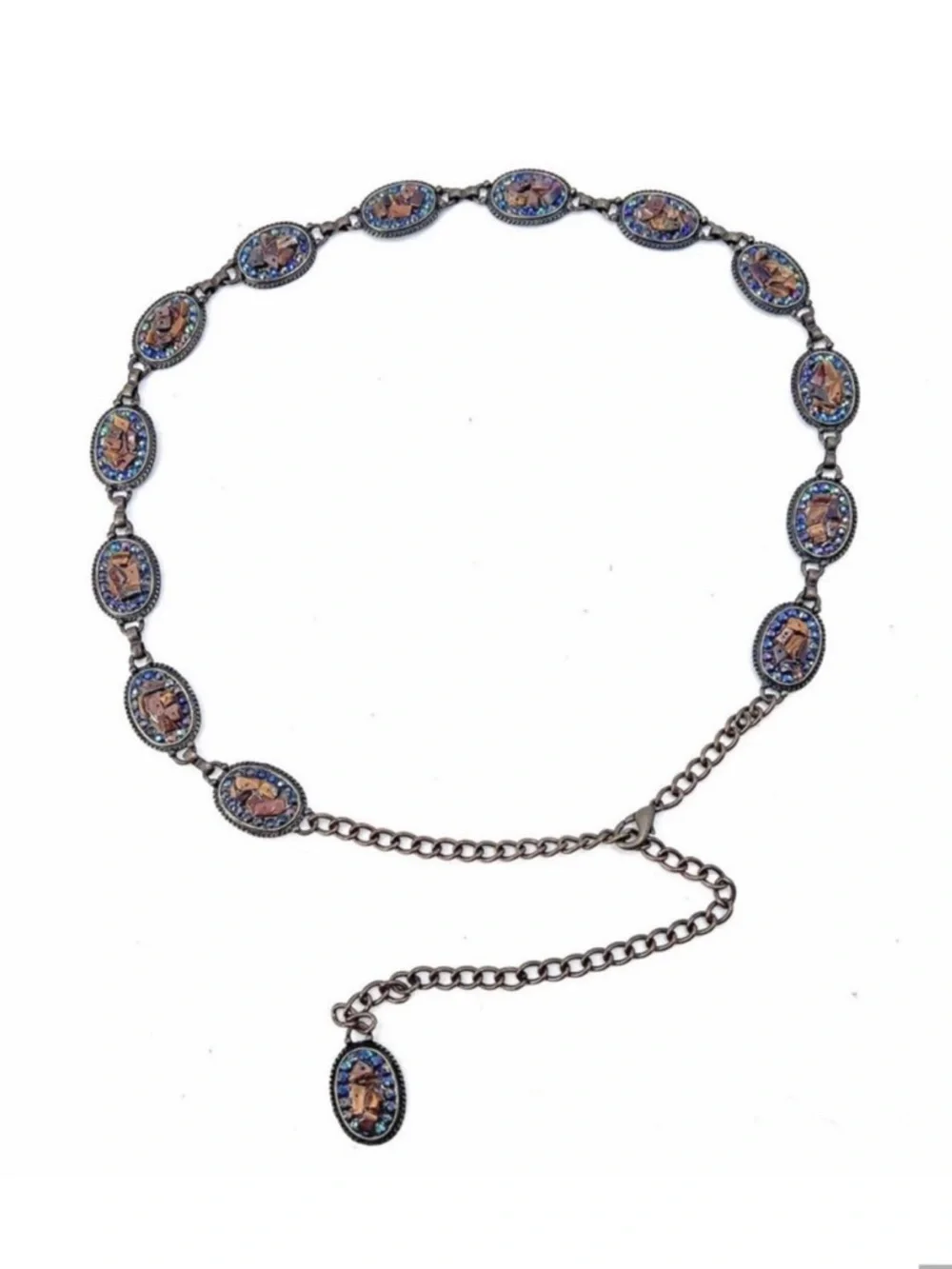 Bohemian Stone & Rhinestone Embellished Chain Belt Womens Small